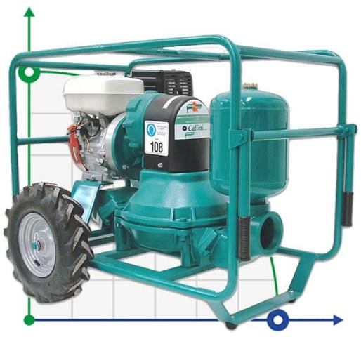 Caffini - Libellula Lib 1-4, AL мембранный насос с бензиновым двигателем Honda, установленный на прицепе с колесами