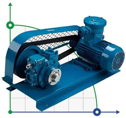 Насос для растворителей VANE PUMP YB-65 2,5 дюйма V-BELT DRIVE 500 л/мин, 4 kW, 640 rpm, 380V, Ex пластинчато-роторный