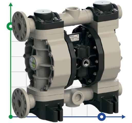 Пневматический мембранный насос PHOENIX P170 PP SANTOPRENE+PTFE, 170 л/мин для краски
