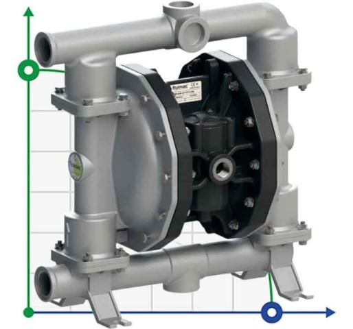 Пневматический мембранный насос PHOENIX P170 AISI316 HYTREL+PTFE, 170 л/мин для краски