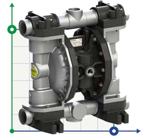 Пневматический мембранный насос PHOENIX P250 ALU HYTREL+PTFE, 250 л/мин для химических растворов