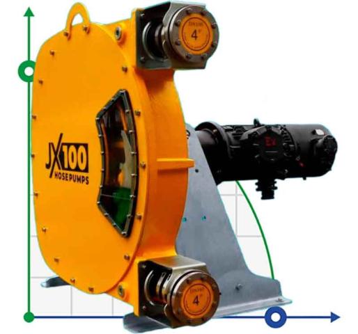 Индустриальный шланговый насос JXHIN-100-CI+SS-F-NR-P, 42 м3/час, 15 кВт, 16 бар, 380В