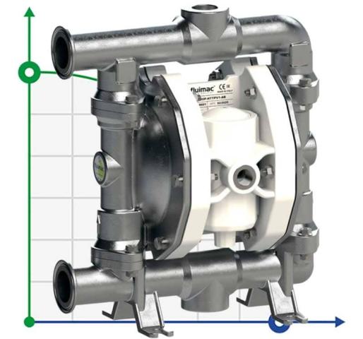 PF0120 насос пищевой стандарт FDA FLUIMAC PHOENIX FOOD AISI316 HYTREL+PTFE, 120 л/мин пневматический мембранный