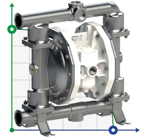 PF0170 насос для пищевых продуктов FDA FLUIMAC PHOENIX FOOD AISI316, 170 л/мин пневматический мембранный