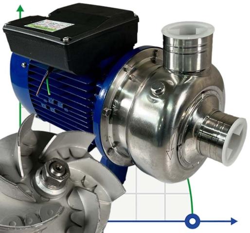 Насос для мытья овощей, фруктов, мяса, рыбы BK150D, 1,1kW, AISI304, 220V/50Hz, 2900 с открытым рабочим колесом