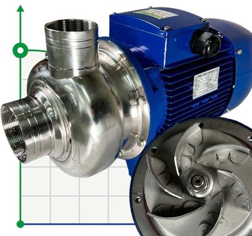 Насос с открытым рабочим колесом BK400, 3,0kW, AISI304, 380V/50Hz, 2900