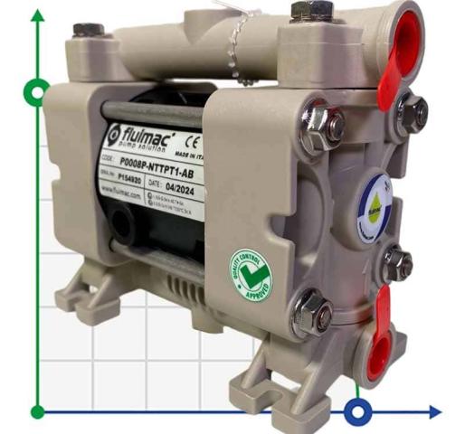 Насос FLUIMAC PHOENIX P08 PP NBR+PTFE, 7 л/мин пневматический мембранный для перекачивания вязких жидкостей