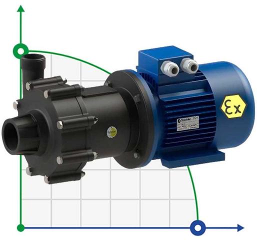 Насос с магнитной муфтой FLUIMAC COMPASS CM 30 PVDF, 2,2 кВт, 380В, Ex