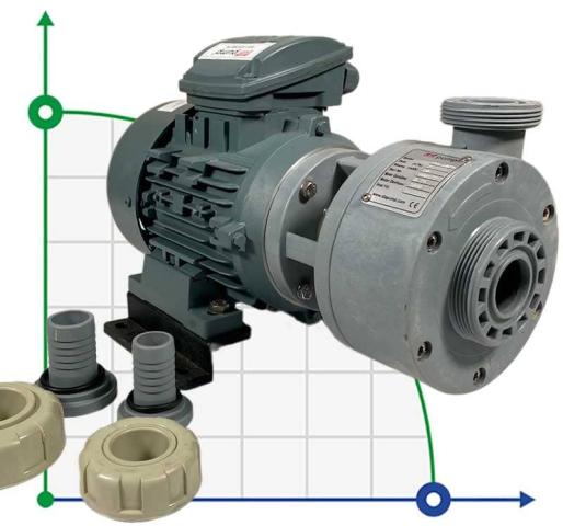 Пластиковый химический насос для перекачки кислот DiaPump PA1075 PP, 0,75 кВт, 3000 об/мин, 380В