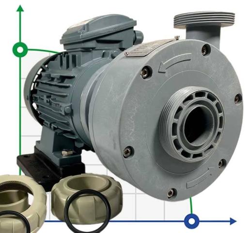 Пластиковый химический насос для кислоты DiaPump PA2150 PP, 1,5 кВт, 3000 об/мин, 380В
