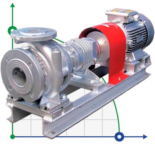 Насос для горячего масла EMSE EKY 32-200, 7,5 кВт, 380V, 2900 с двигателем, муфтой на раме
