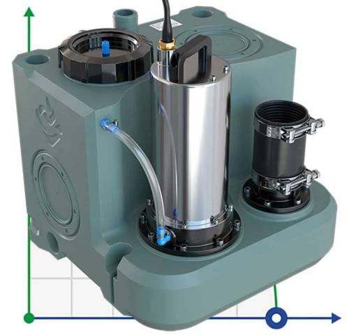 КНС сололифт для дач, бомбоубежищ, частных домов с пультом управления AIZL-1100W, 33/14, 1,5 кВт, 220V, 2800 об/мин