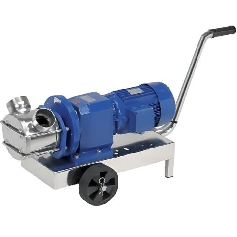 Импеллерный насос для перекачки меда, жидкого сахара, сиропа LIVERANI RID MAXI 80 NR TF 4,0 кВт, 600 об/мин, 380В с редуктором, на тележке