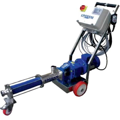 Винтовой насос для химии LIVERANI MXF200INCA TF 4,0 кВт 115-470 об/мин 380В AISI 316 с частотником, пультом дистанц.управл.(15 м), на тележке