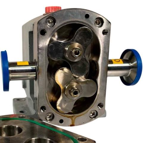 Кулачковый насос для вязких продуктов LQ3A-12-304/4/B, 1,3-3,2 м3/ч, 0,3 МПа, 2,2 кВт, 200-500 об/мин, AISI 304 без двигателя, кламповое соединение
